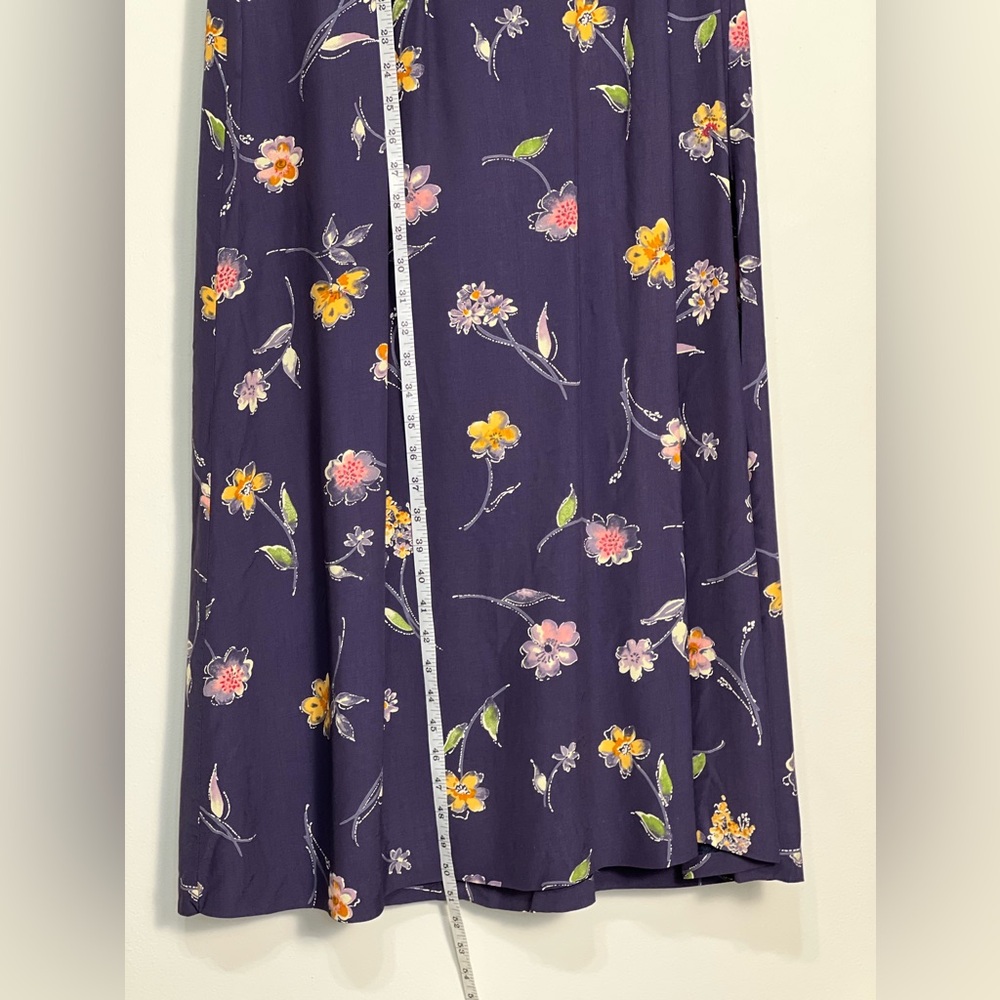 Talbots Vintage Floral Blue Maxi Cottagecore Dress Size 14 - Picture 6 of 12